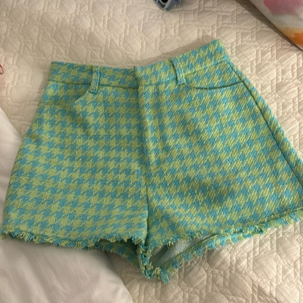 Zara Checked Tweed Shorts